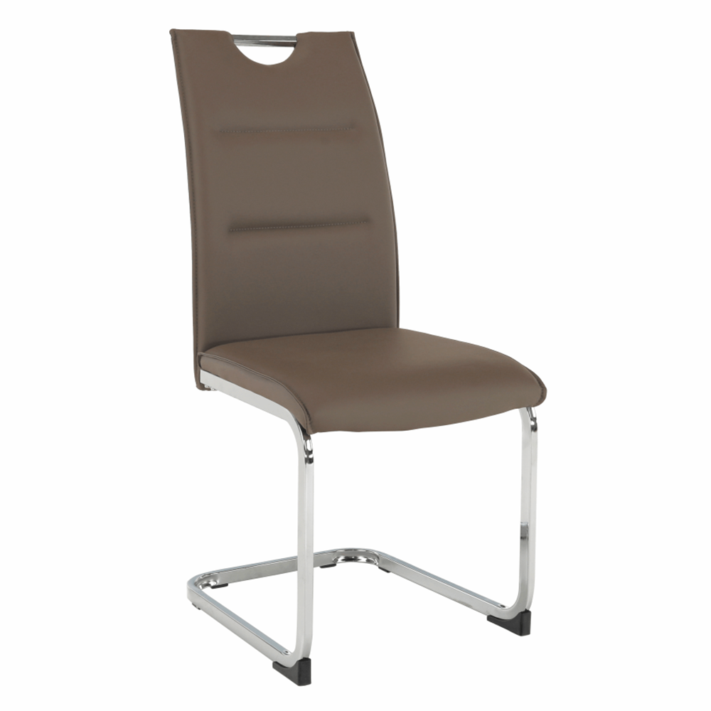 Scaun dining NAJAC, maro, piele eco/crom, 44x60.5x98 cm Kondela