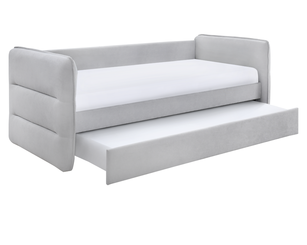 Pat extensibil TRINIA, gri, 90x200 cm, cu pat suplimentar Kondela
