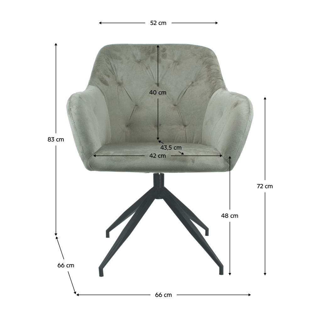Scaun pivotant BAGNARA, țesătură de catifea maro-gri/negru, 66x66x83 cm Kondela