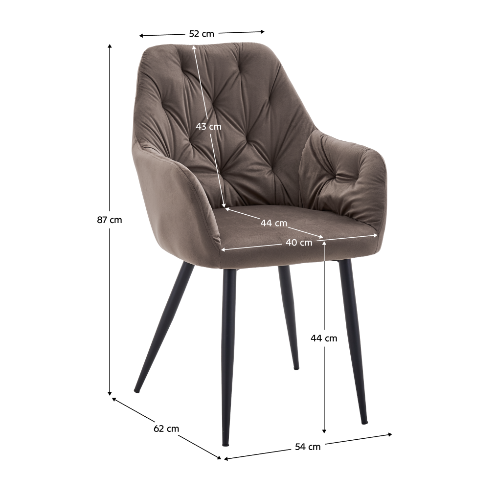 Fotoliu de design SILVI, material Velvet maro, țesătură Velvet/metal, 54x62x87 cm Kondela