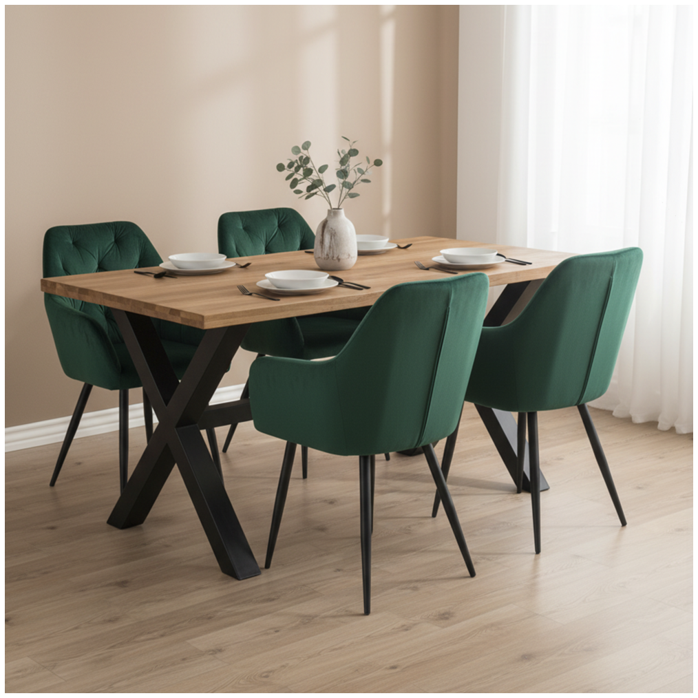 Fotoliu de design SILVI, material Velvet verde închis, țesătură Velvet/metal, 54x62x87 cm Kondela