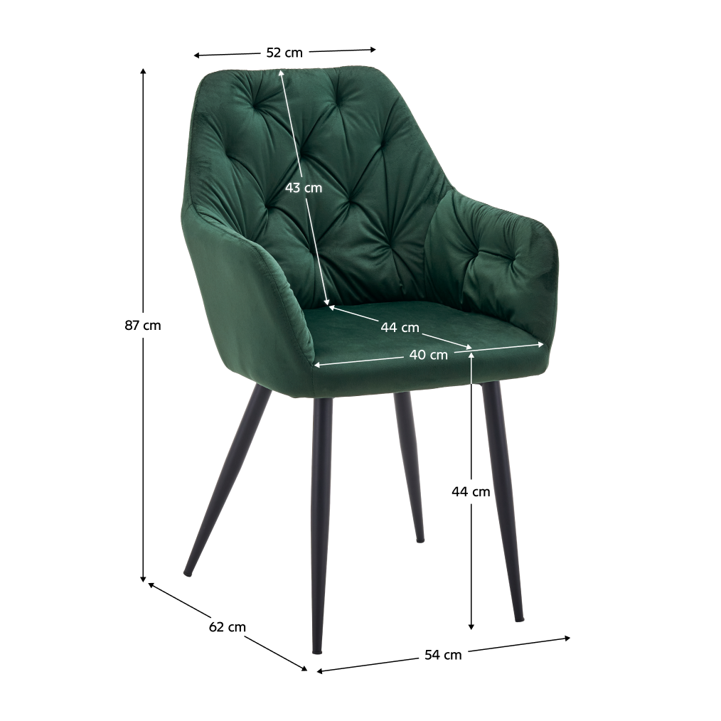 Fotoliu de design SILVI, material Velvet verde închis, țesătură Velvet/metal, 54x62x87 cm Kondela