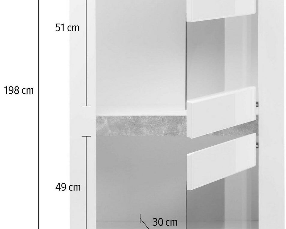 Vitrina Carat, Alb Lucios, 198 cm inaltime Arboteca