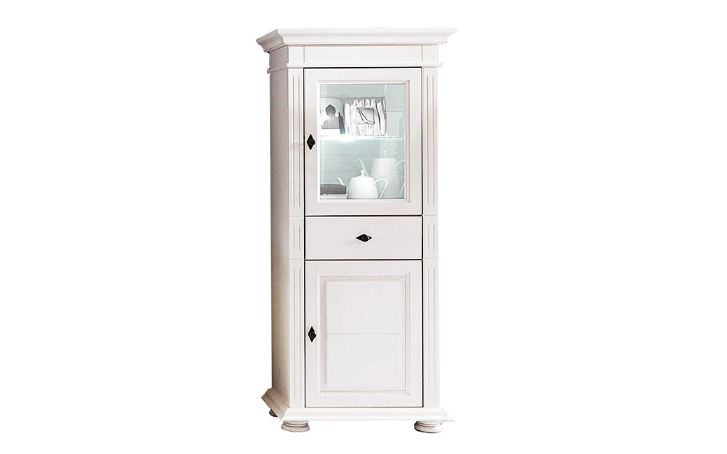 Vitrină lemn masiv Amelie, alb, 65x38x150 cm Arboteca