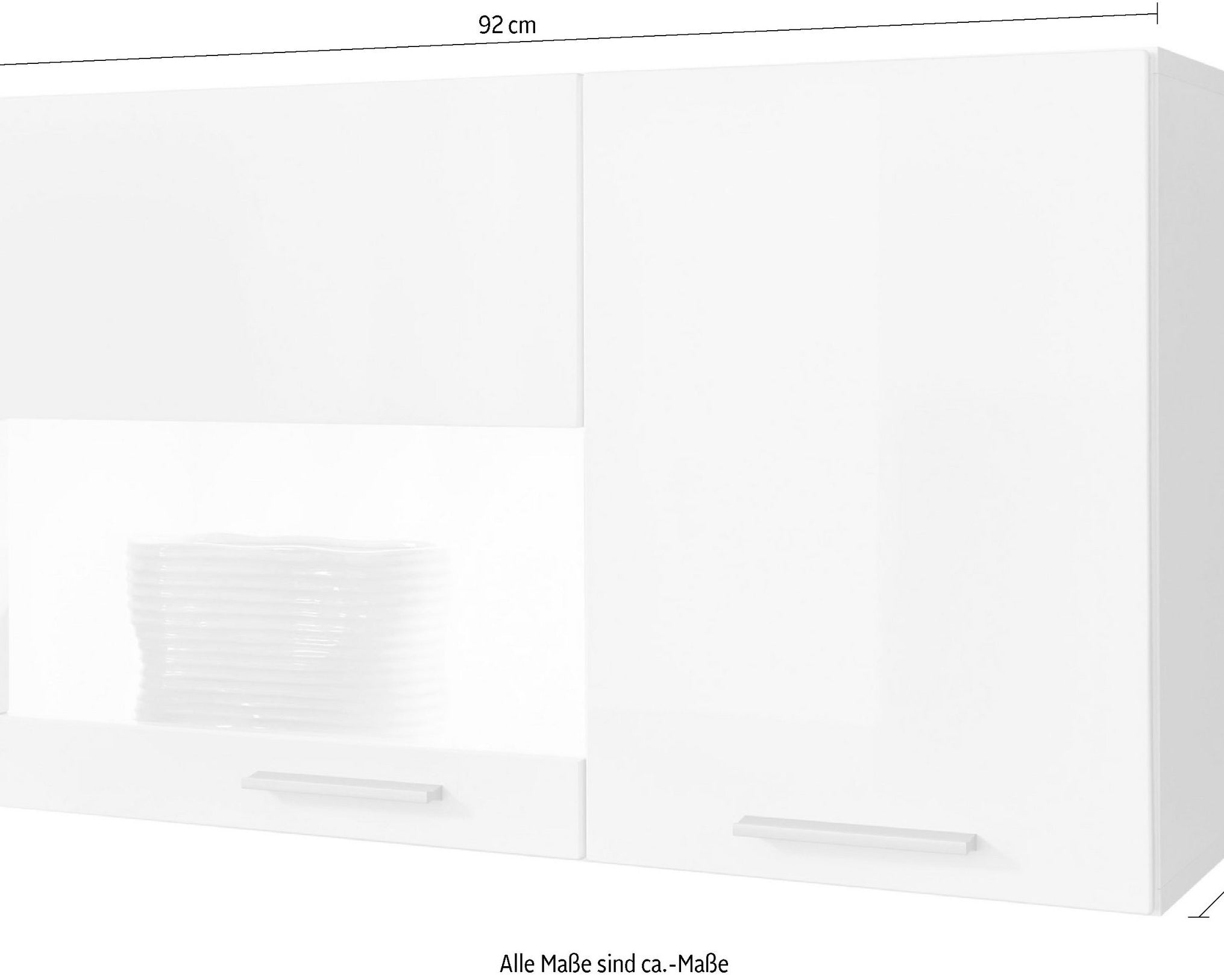 Vitrină suspendată Corado 92 × 50 cm, alb lucios Arboteca