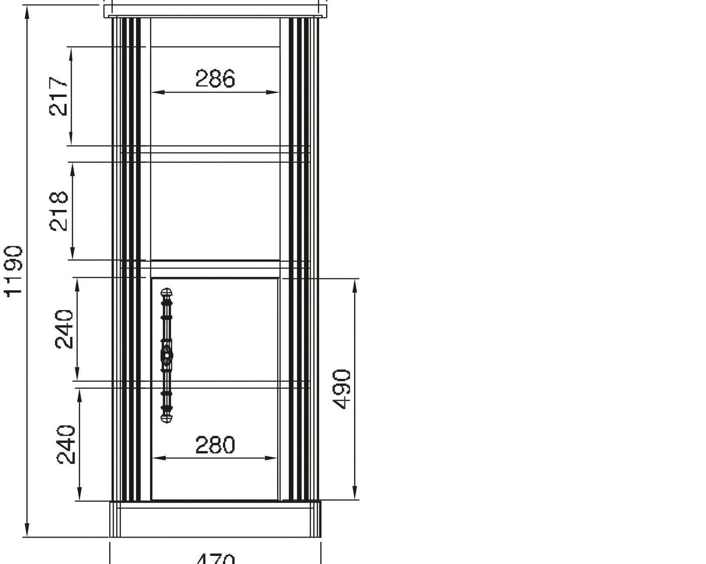 Vitrină Westminster 50 cm, gri, 3 rafturi Arboteca