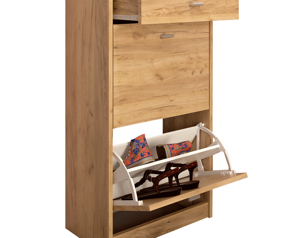 Pantofar 2 compartimente cu sertar ASCOLI TIP 1, artisan, 50x28x92 cm Kondela