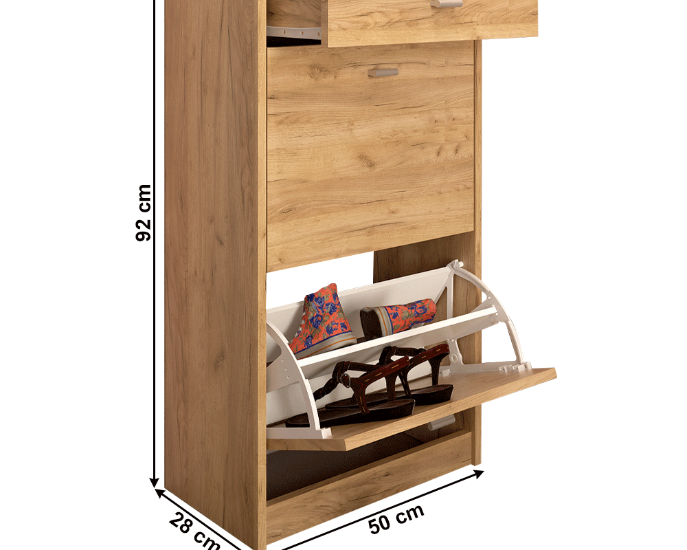 Pantofar 2 compartimente cu sertar ASCOLI TIP 1, artisan, 50x28x92 cm Kondela
