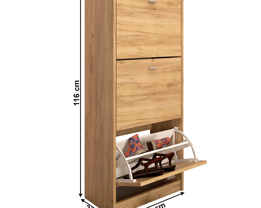 Pantofar 3 compartimente ASCOLI TIP 2, artisan, 50x28x116 cm Kondela