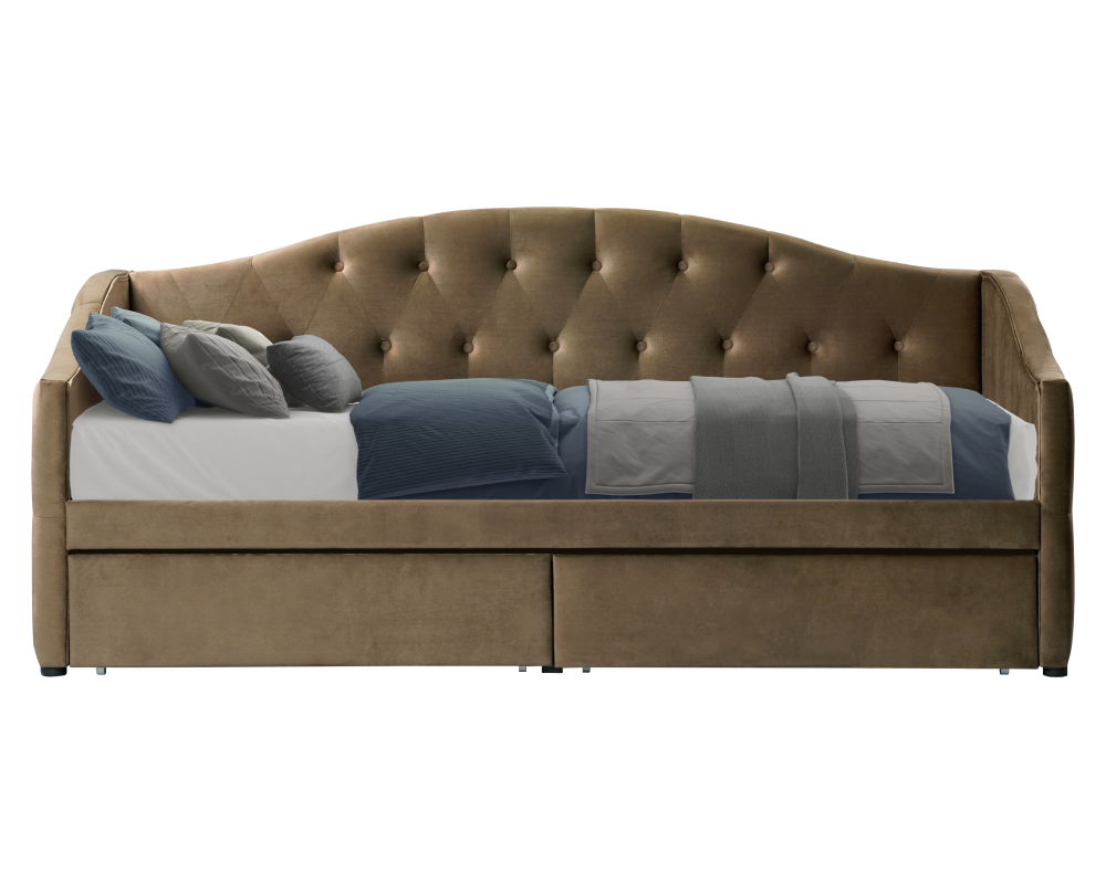 Pat cu spațiu de depozitare MONTORO, 90x200, țesătură Velvet maro, 217x95x95 cm Kondela