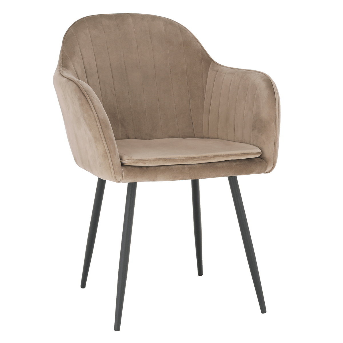 Fotoliu de design BASSANO, catifea Velvet gri maroniu Taupe, catifea/metal, 56x55x82 cm Kondela