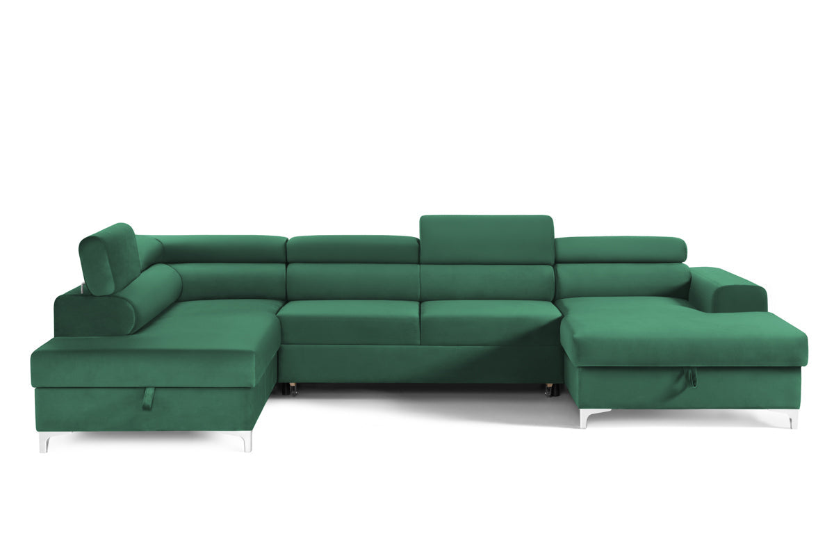 Colțar Extensibil, în formă de U, TIME NEW, cu 2 lăzi de depozitare, cu tetiere reglabile, 360x220x95 cm Prestige Home