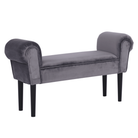 Bancă LINDOS, catifea Velvet, gri/negru, catifea Velvet/lemn, 100x30x56 cm Kondela