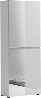 Pantofar înalt Mister cu oglinzi, alb lucios, 80×34×200 cm, 12 compartimente Arboteca