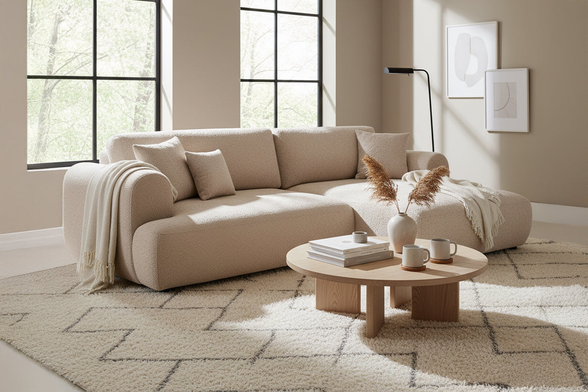Colțar Extensibil 3 locuri NOA, cu ladă de depozitare, 270x155x80 cm Crem-Anthology Prestige Home