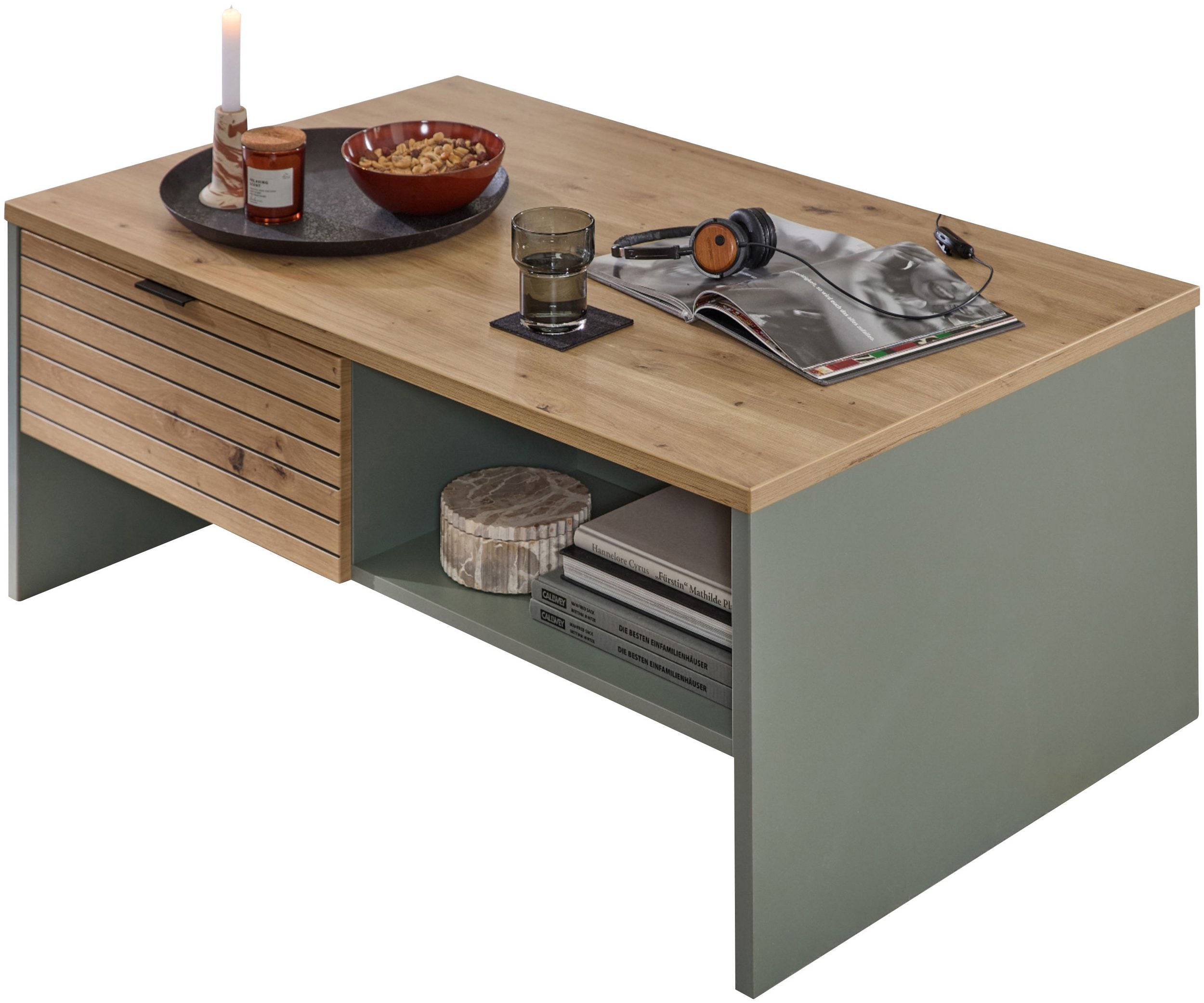 Măsuță de cafea INA, cu sertare și depozitare, PAL, 110×65×44 cm Arboteca