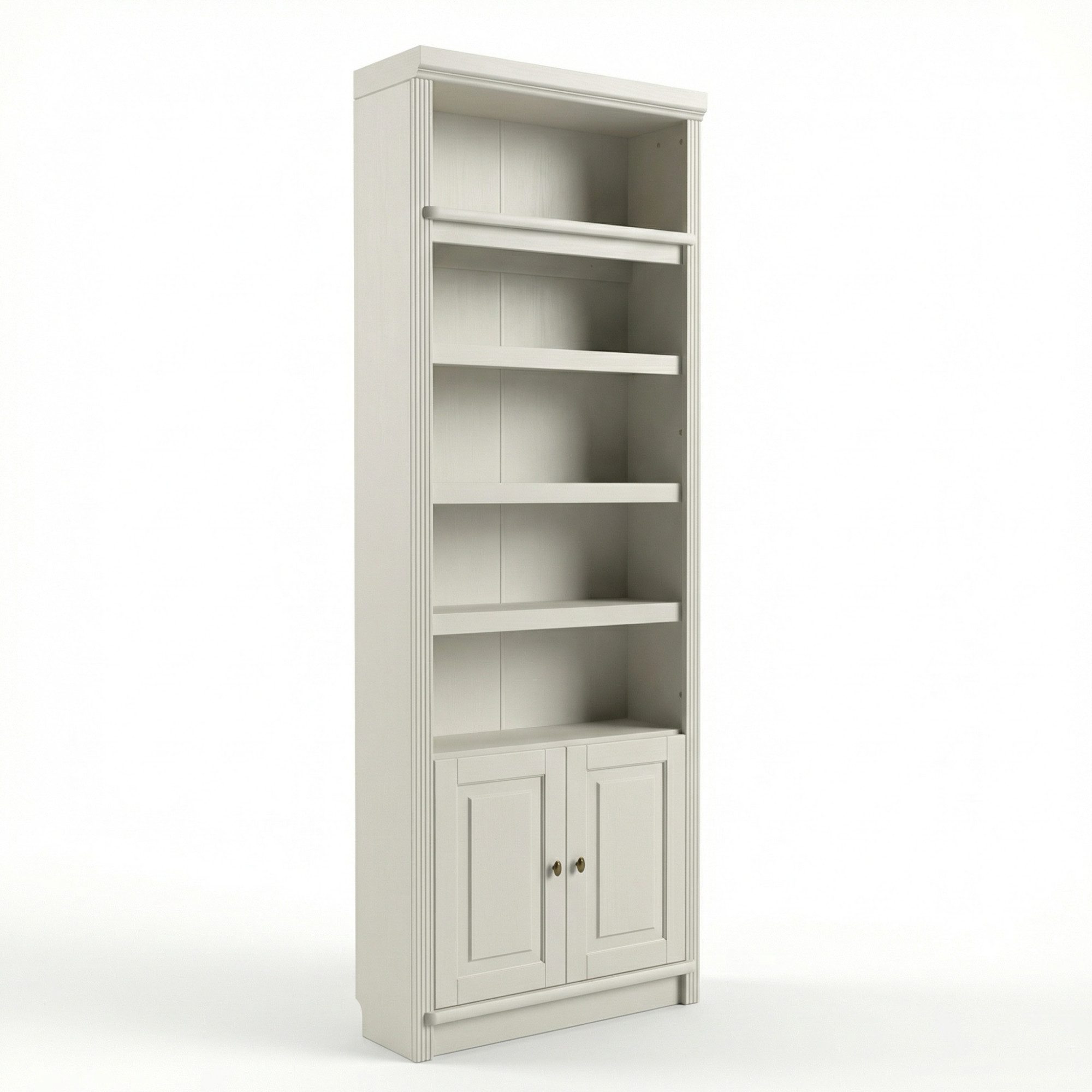 Bibliotecă din lemn masiv de pin Soeren, 2 uși, 80×29×220 cm – alb crem Arboteca