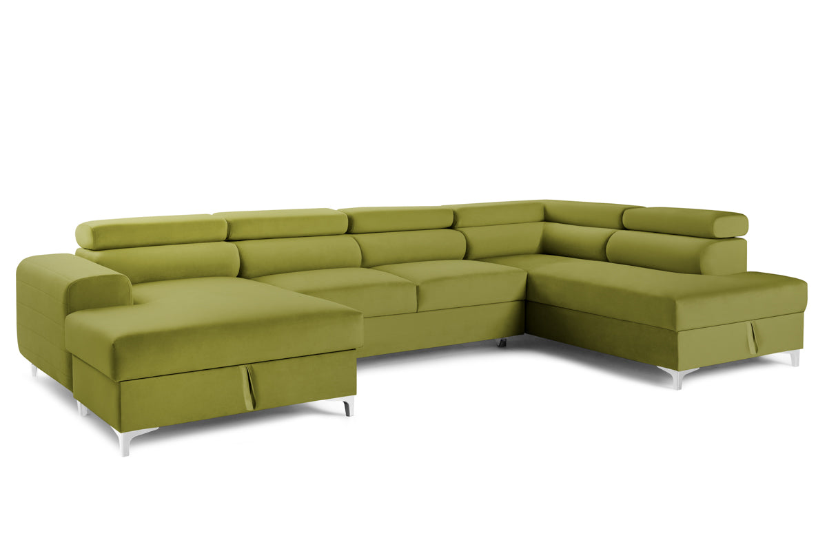 Colțar Extensibil, în formă de U, TIME NEW, cu 2 lăzi de depozitare, cu tetiere reglabile, 360x220x95 cm Prestige Home