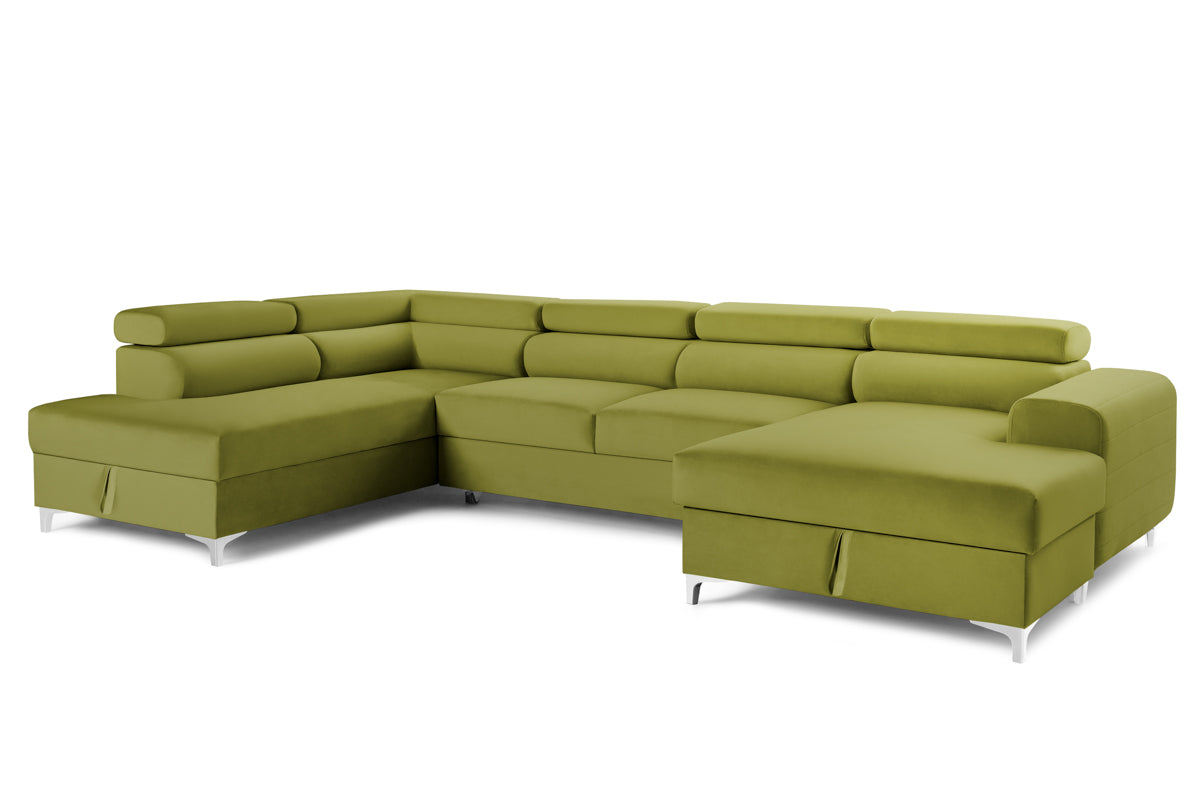 Colțar Extensibil, în formă de U, TIME NEW, cu 2 lăzi de depozitare, cu tetiere reglabile, 360x220x95 cm Prestige Home