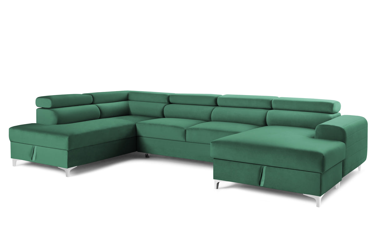 Colțar Extensibil, în formă de U, TIME NEW, cu 2 lăzi de depozitare, cu tetiere reglabile, 360x220x95 cm Prestige Home