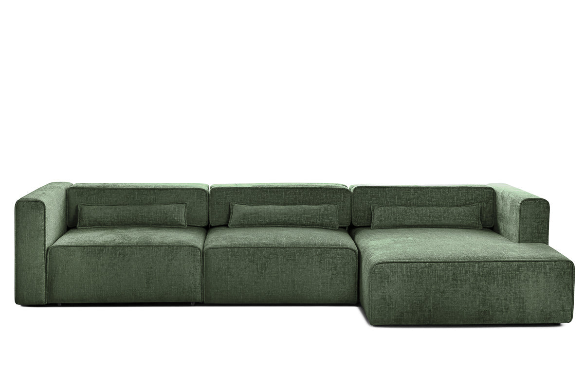 Colțar Extensibil 5 locuri ZANETTO, cu ladă de depozitare, 340x157x70 cm Verde-Onyx Prestige Home
