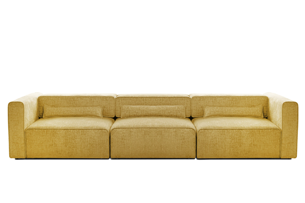 Canapea Extensibilă 5 locuri ZANETTO, cu 3 lăzi depozitare, 340x103x70 cm Galben-Onyx Prestige Home
