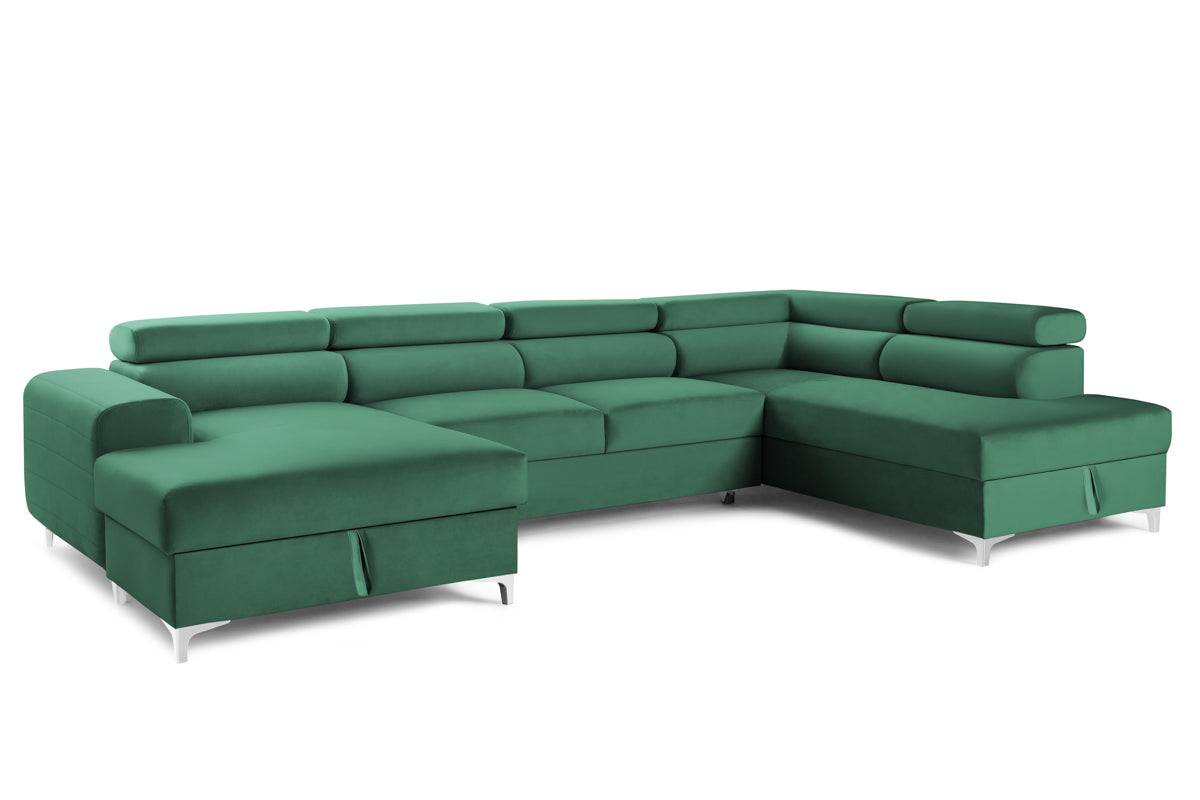 Colțar Extensibil, în formă de U, TIME NEW, cu 2 lăzi de depozitare, cu tetiere reglabile, 360x220x95 cm Prestige Home