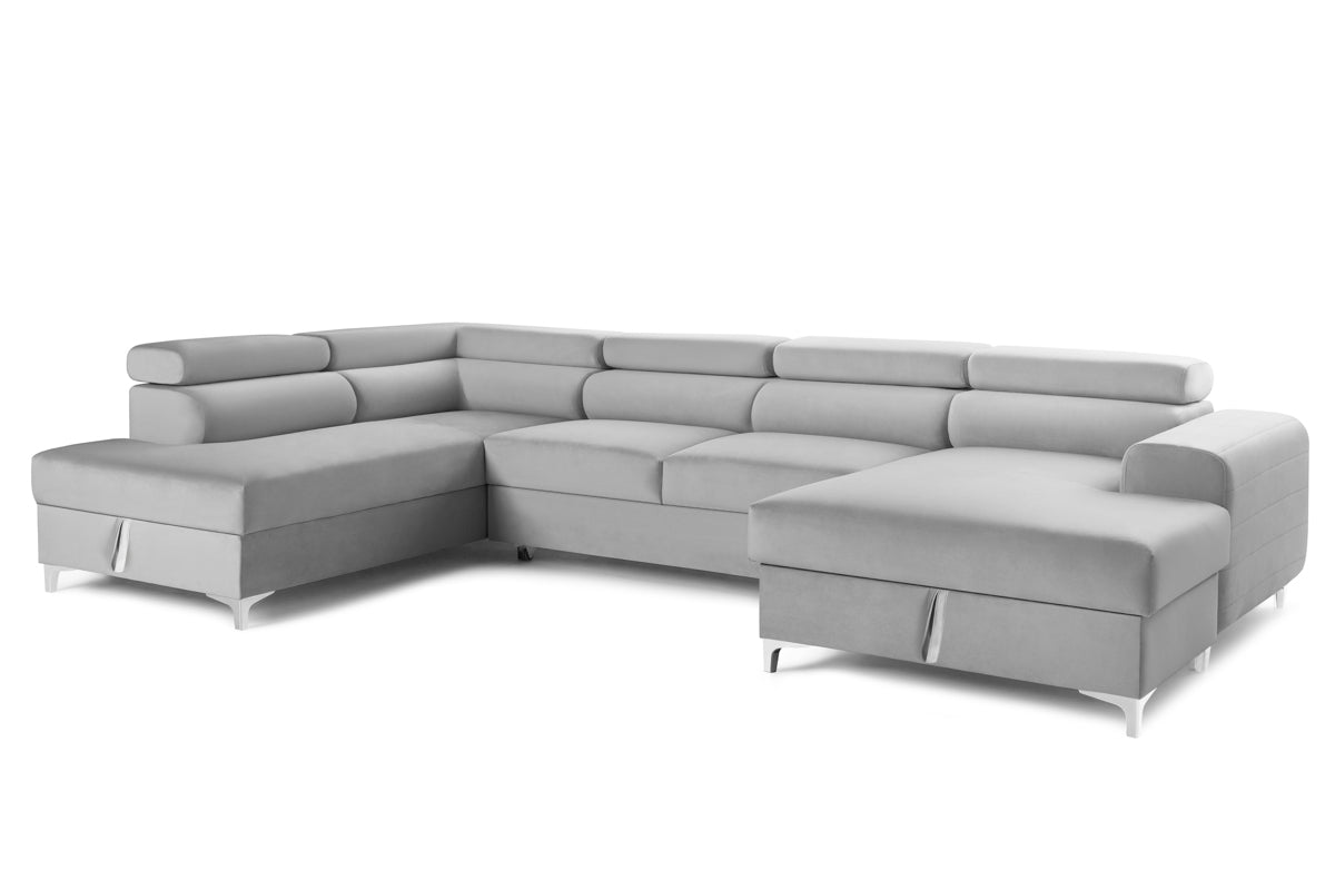 Colțar Extensibil, în formă de U, TIME NEW, cu 2 lăzi de depozitare, cu tetiere reglabile, 360x220x95 cm Prestige Home