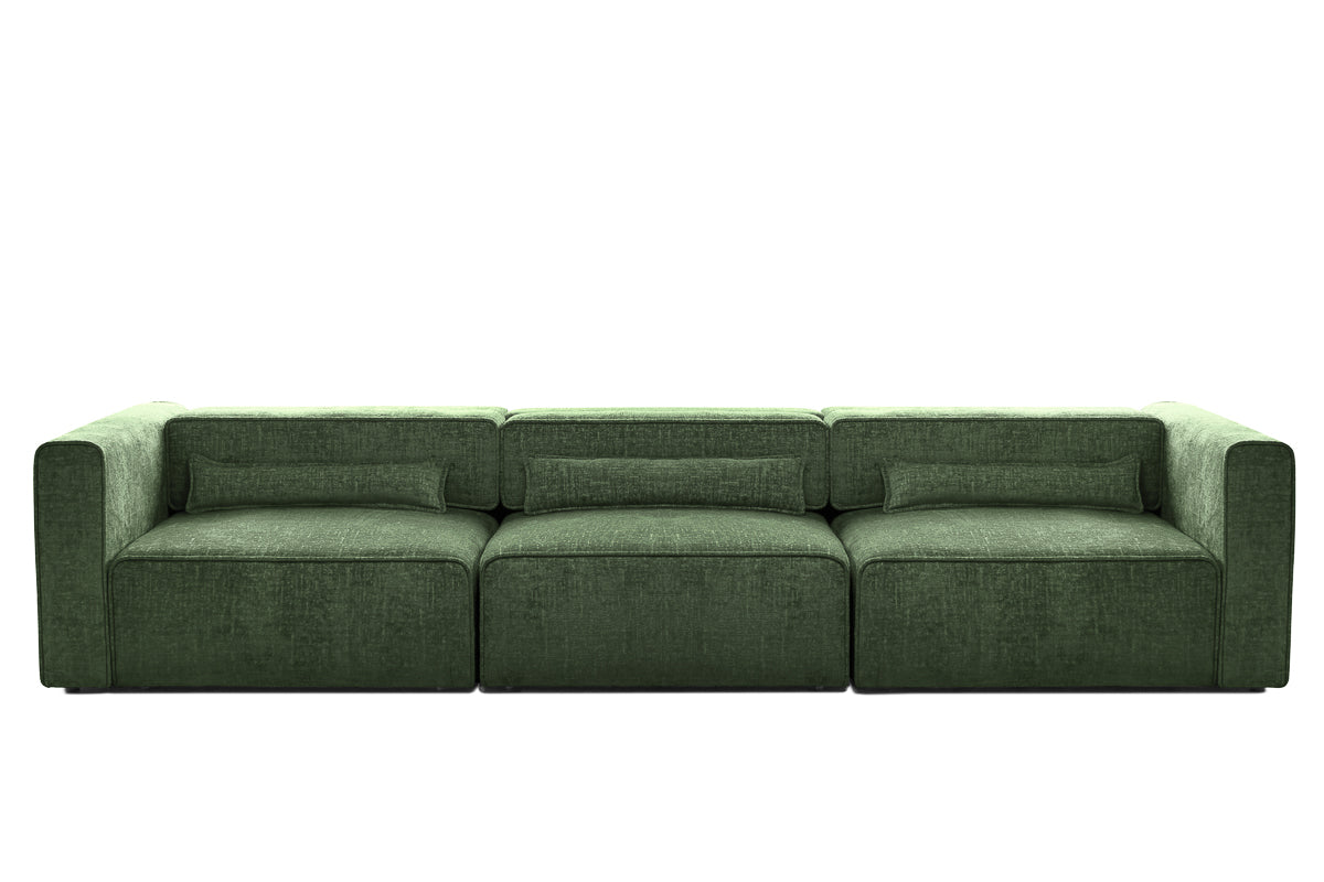 Canapea Extensibilă 5 locuri ZANETTO, cu 3 lăzi depozitare, 340x103x70 cm Verde-Onyx Prestige Home
