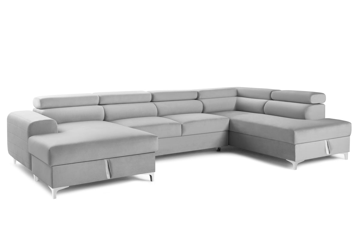 Colțar Extensibil, în formă de U, TIME NEW, cu 2 lăzi de depozitare, cu tetiere reglabile, 360x220x95 cm Prestige Home
