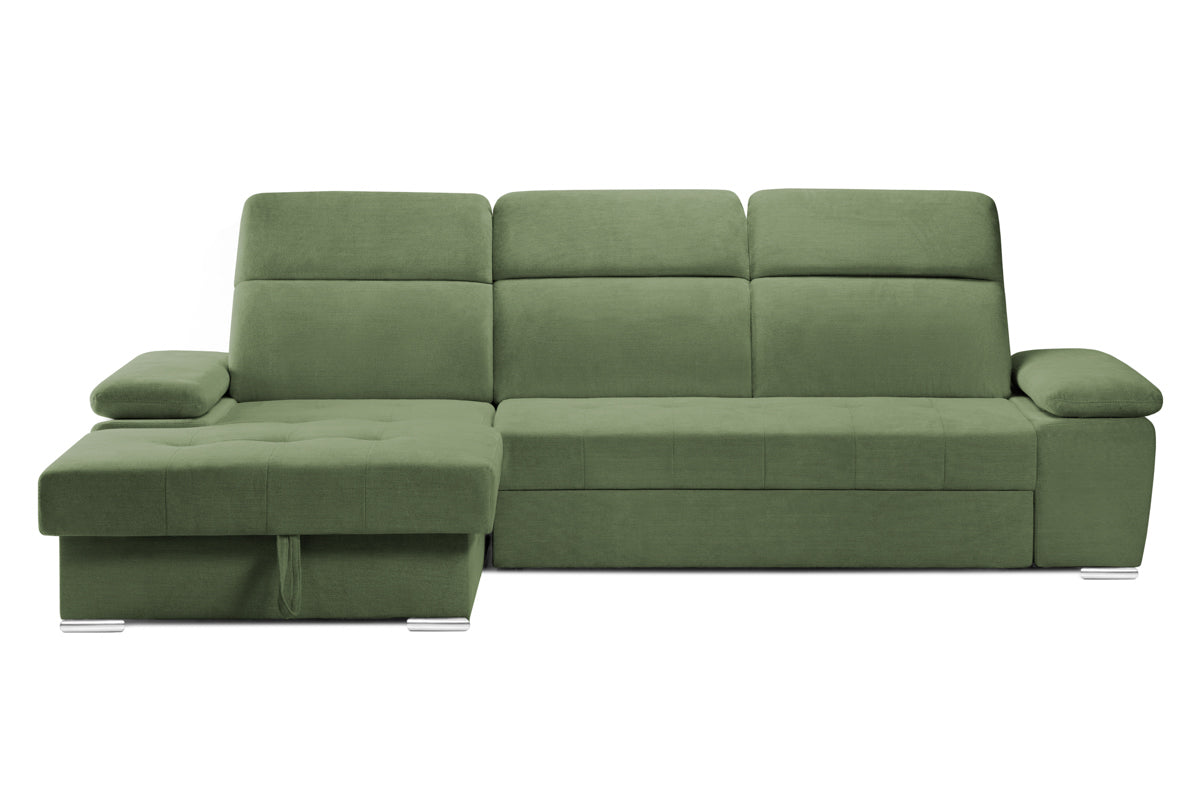 Colțar Extensibil TRENDY, cu ladă de depozitare, cu tetiere reglabile, variante stânga/dreapta 295x170x105 cm Verde-Memphis Stanga Prestige Home