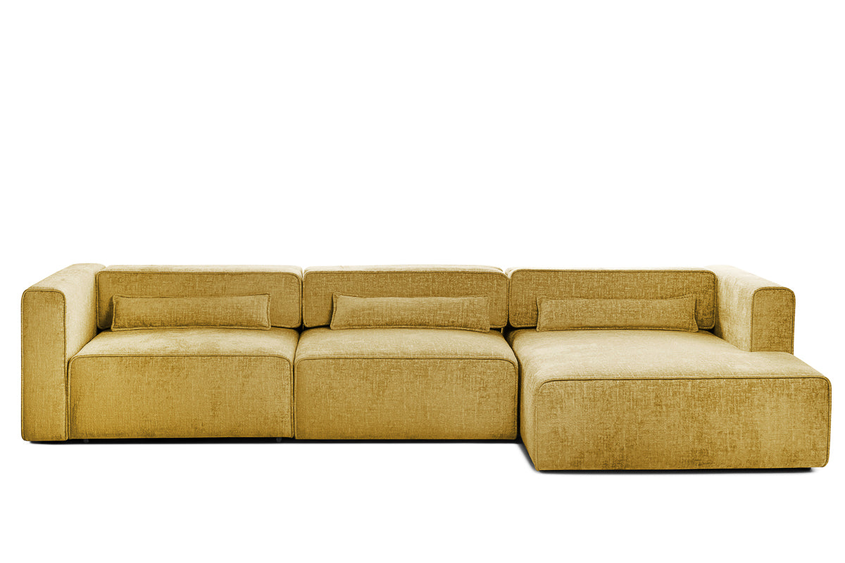 Colțar Extensibil 5 locuri ZANETTO, cu ladă de depozitare, 340x157x70 cm Galben-Onyx Prestige Home