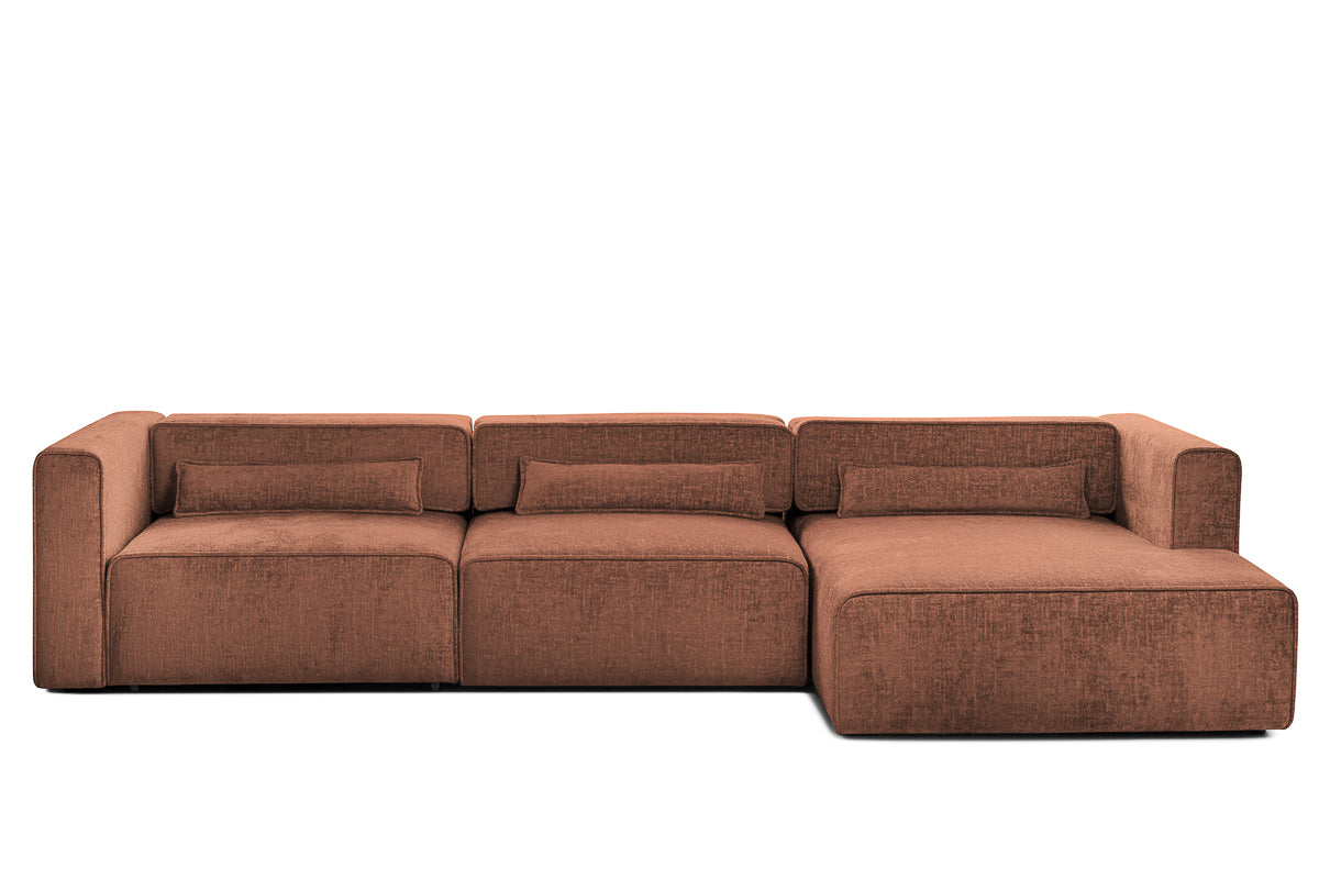 Colțar Extensibil 5 locuri ZANETTO, cu ladă de depozitare, 340x157x70 cm Bordeaux-Onyx Prestige Home