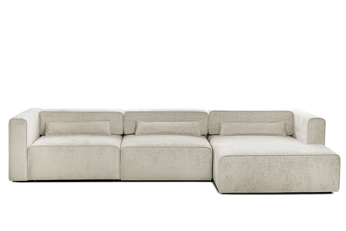 Colțar Extensibil 5 locuri ZANETTO, cu ladă de depozitare, 340x157x70 cm Crem-Onyx Prestige Home