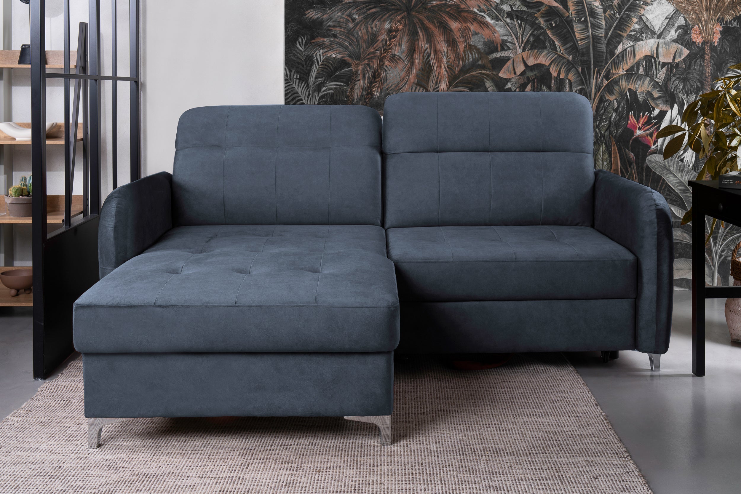 Colțar Extensibil STUDIO, cu lada depozitare, cu tetiere reglabile, 220 x 160 x 105 cm Prestige Home