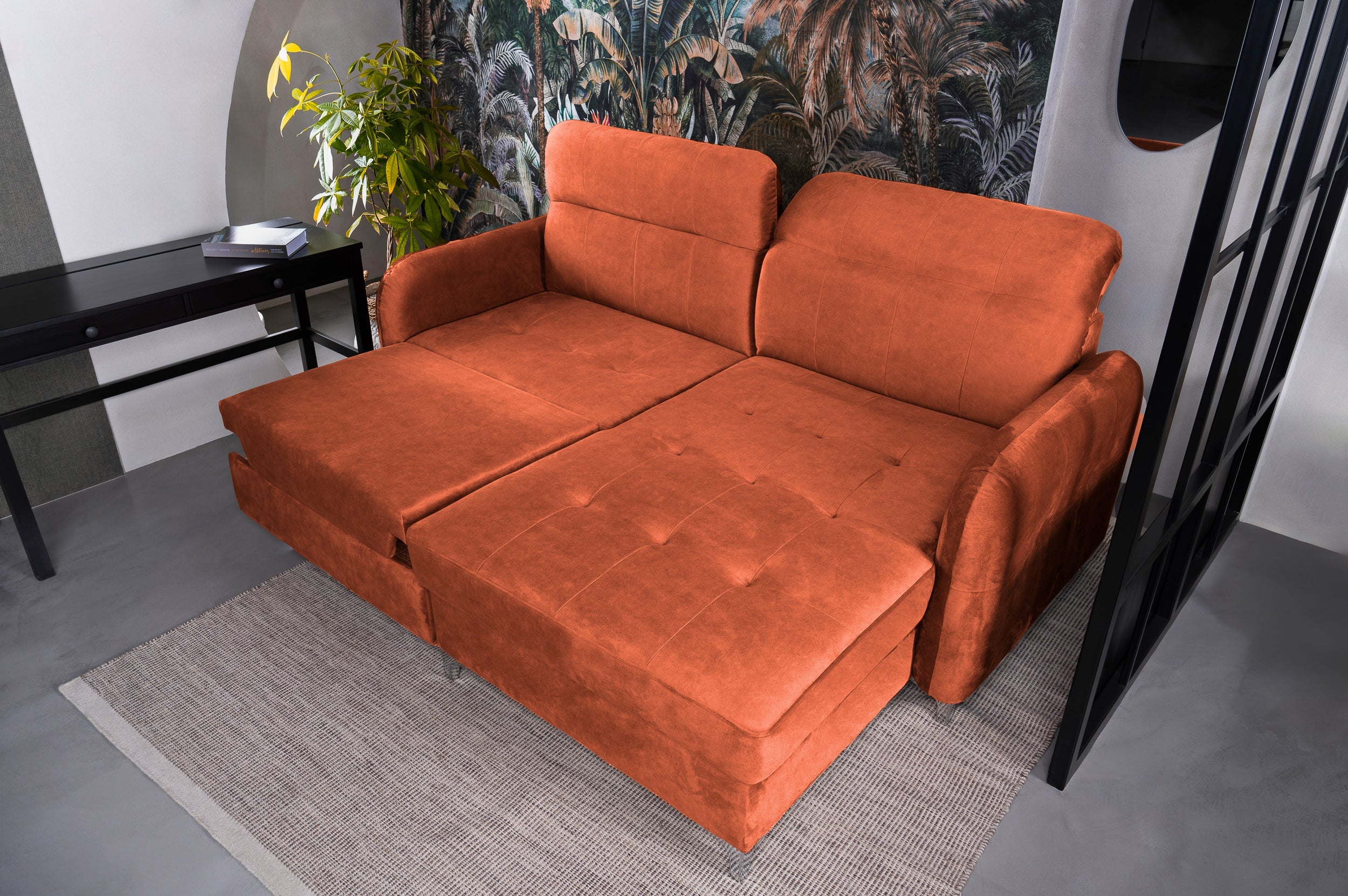Colțar Extensibil STUDIO, cu lada depozitare, cu tetiere reglabile, 220 x 160 x 105 cm Prestige Home