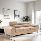 Canapea Extensibilă 3 locuri TIME, cu tetiere reglabile, cu suport lombar, 255x97x94 cm #color_Bej-Velluto