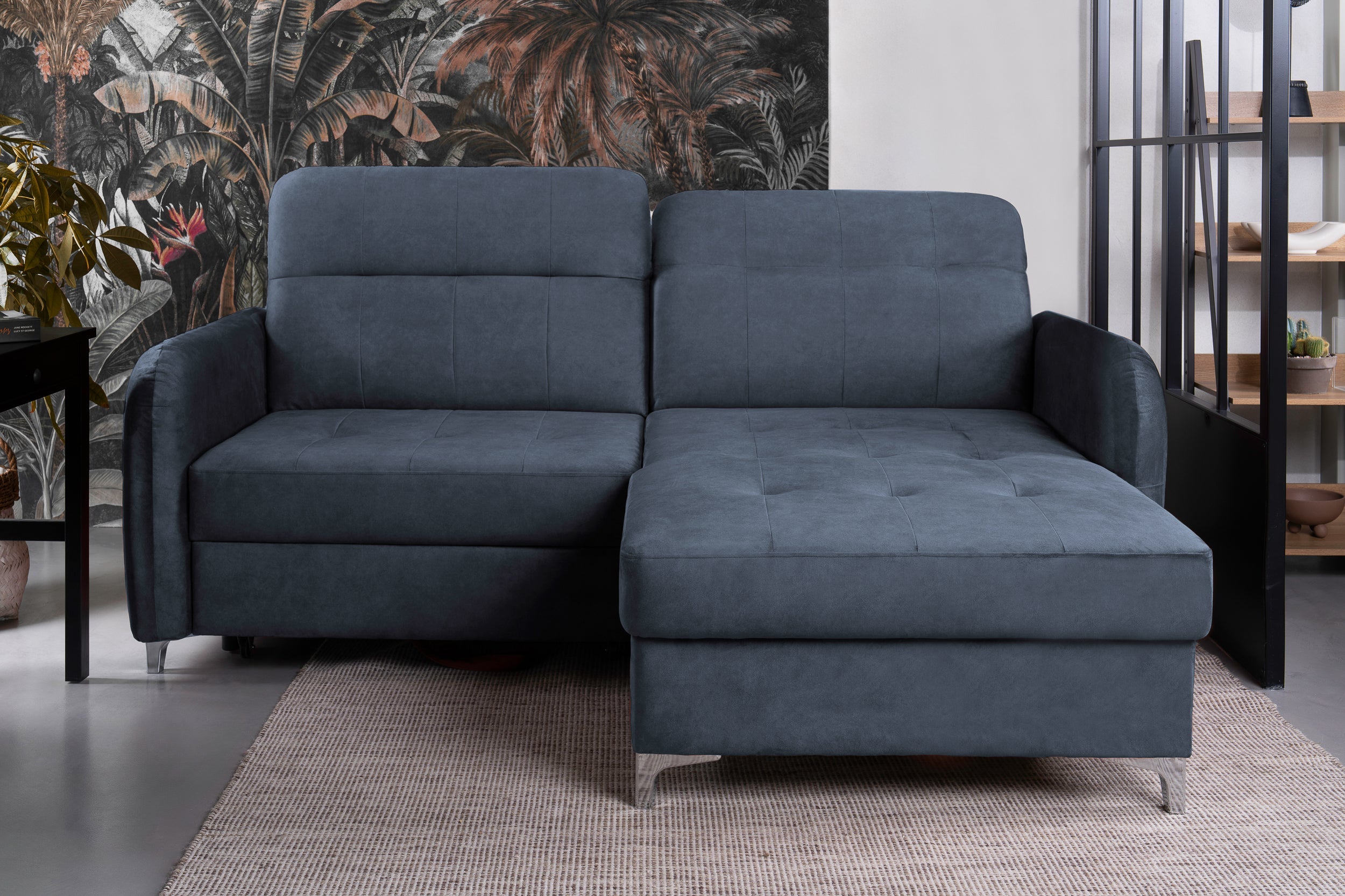 Colțar Extensibil STUDIO, cu lada depozitare, cu tetiere reglabile, 220 x 160 x 105 cm Prestige Home
