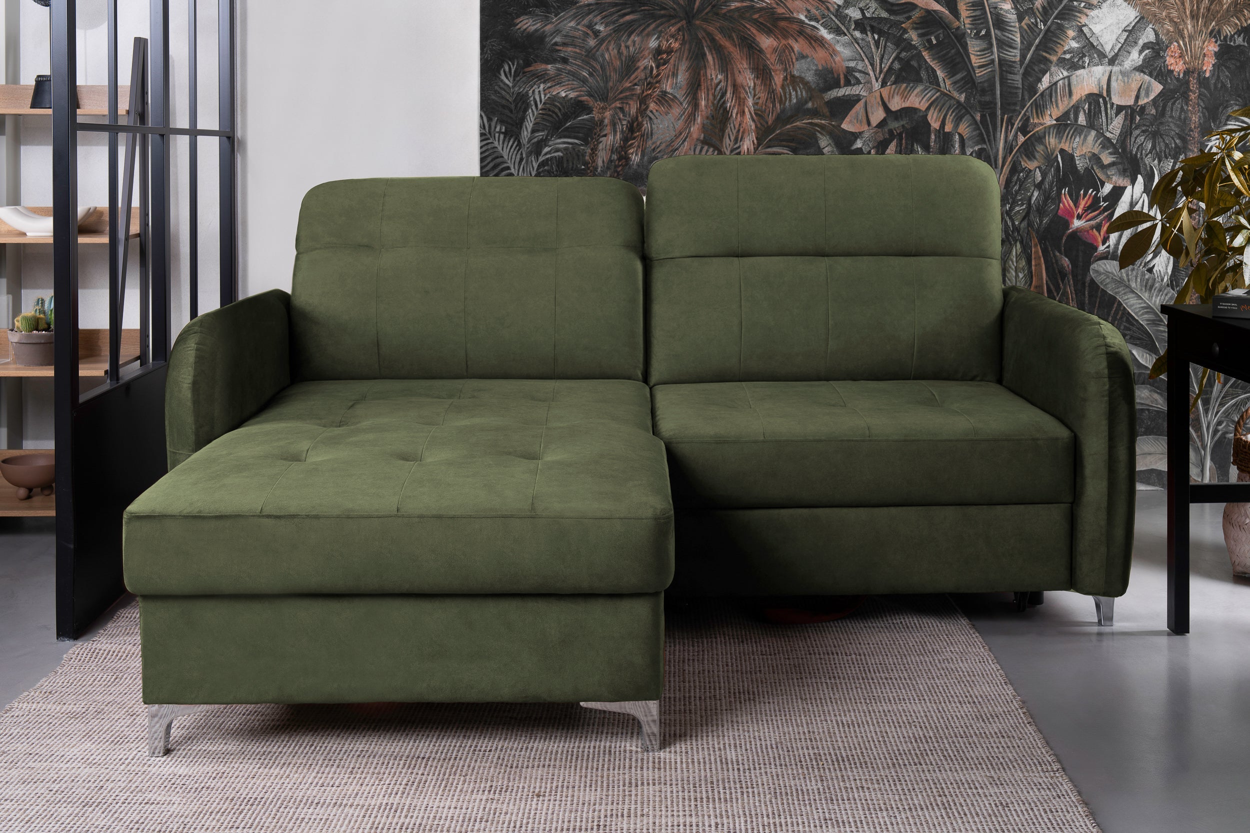 Colțar Extensibil STUDIO, cu lada depozitare, cu tetiere reglabile, 220 x 160 x 105 cm Prestige Home