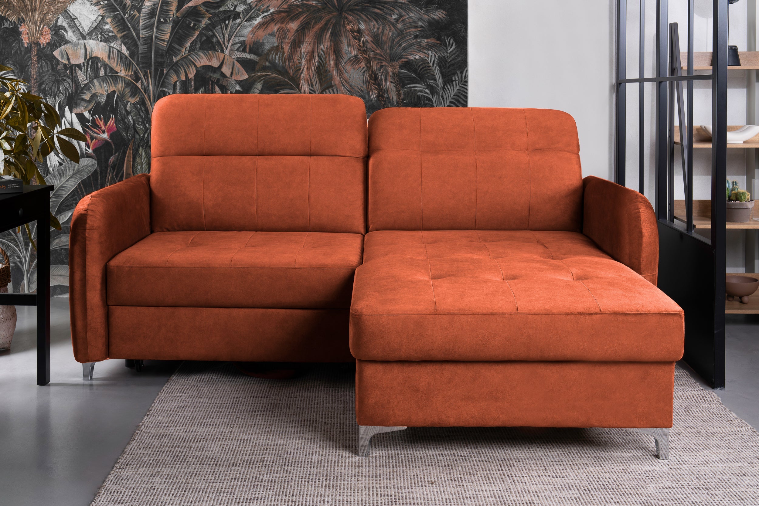 Colțar Extensibil STUDIO, cu lada depozitare, cu tetiere reglabile, 220 x 160 x 105 cm Prestige Home