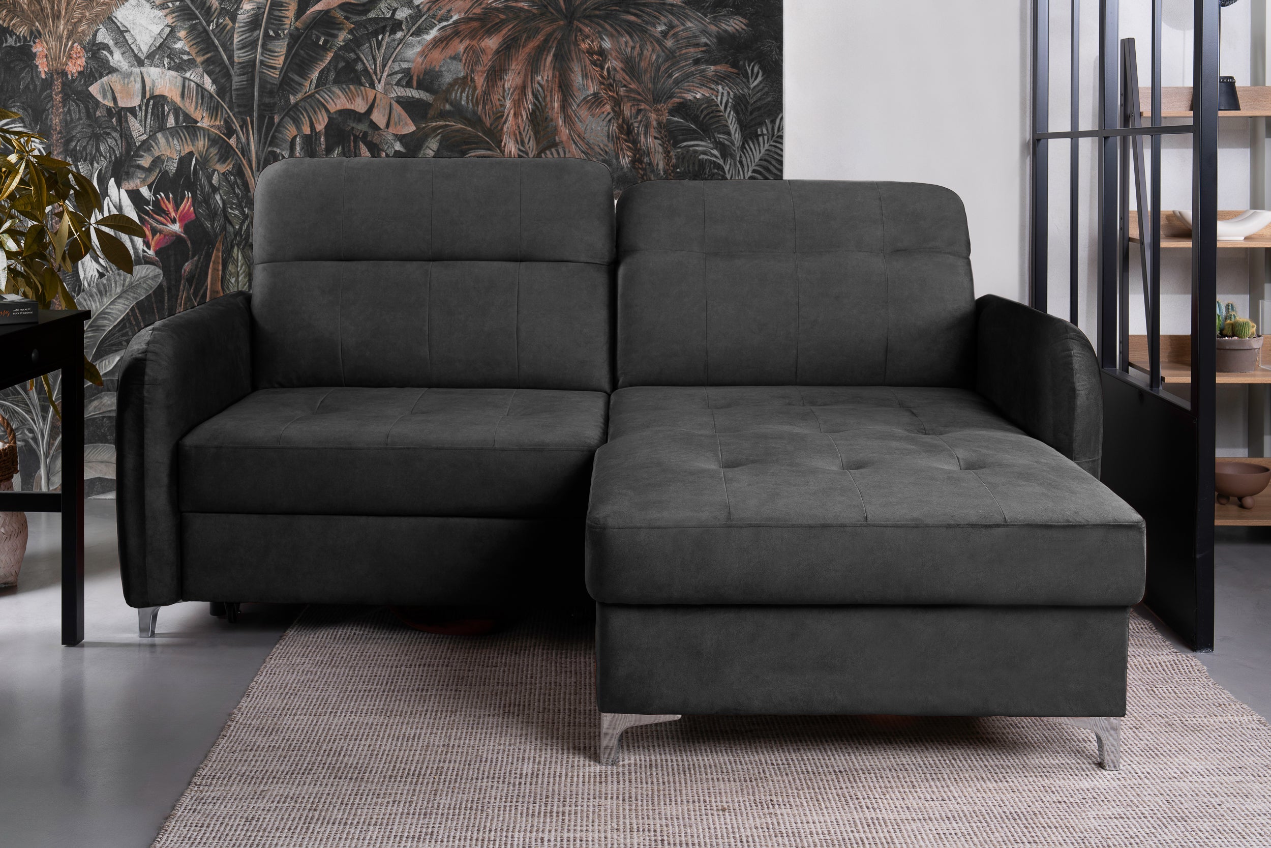 Colțar Extensibil STUDIO, cu lada depozitare, cu tetiere reglabile, 220 x 160 x 105 cm Prestige Home