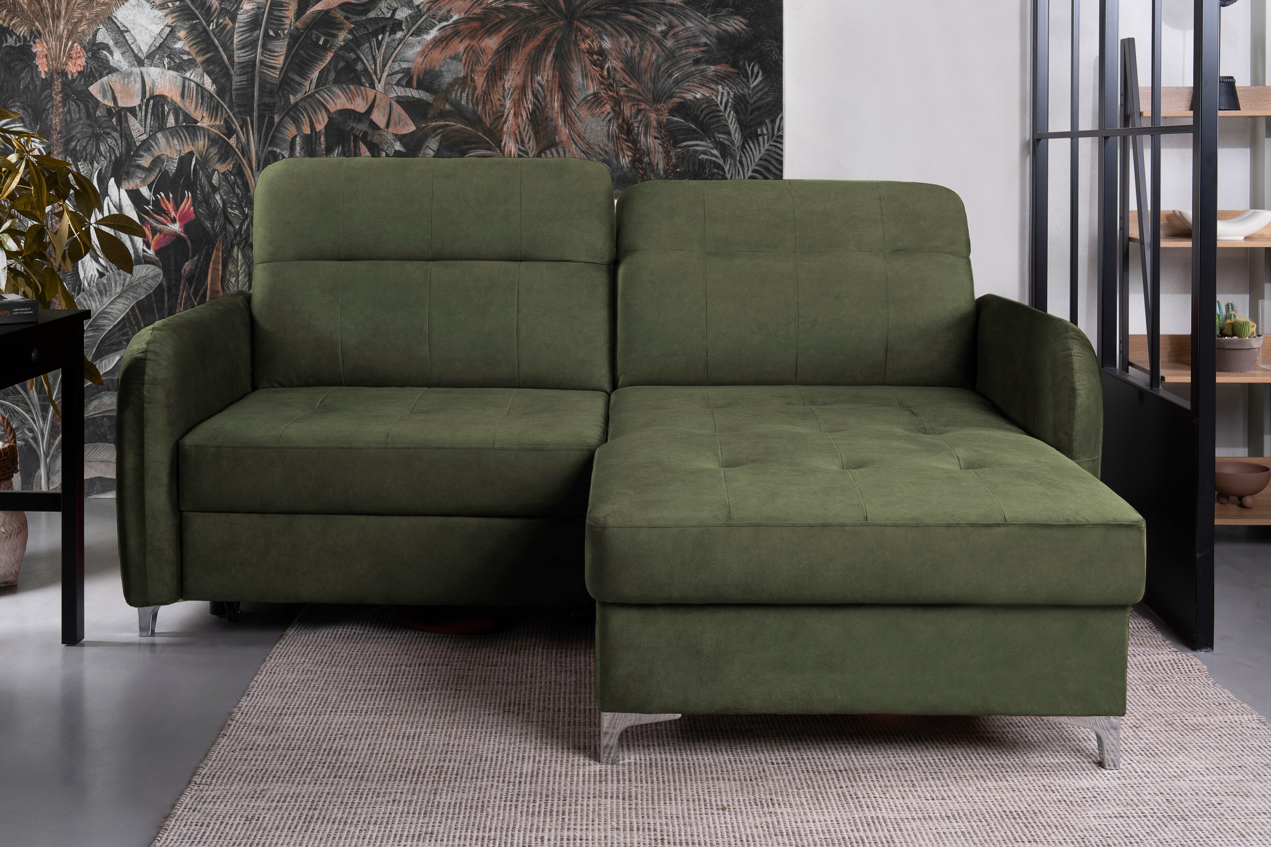 Colțar Extensibil STUDIO, cu lada depozitare, cu tetiere reglabile, 220 x 160 x 105 cm Prestige Home