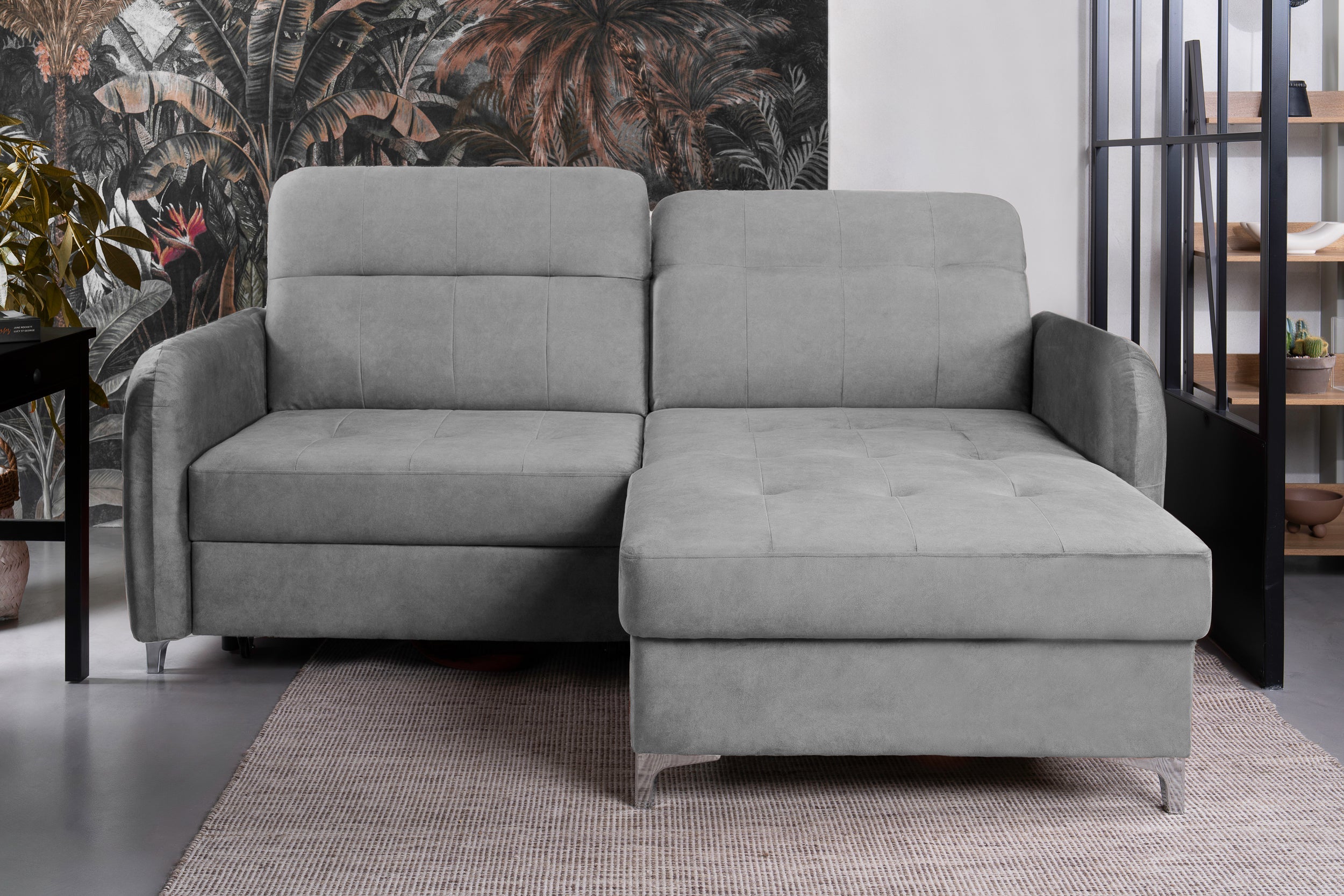 Colțar Extensibil STUDIO, cu lada depozitare, cu tetiere reglabile, 220 x 160 x 105 cm Prestige Home