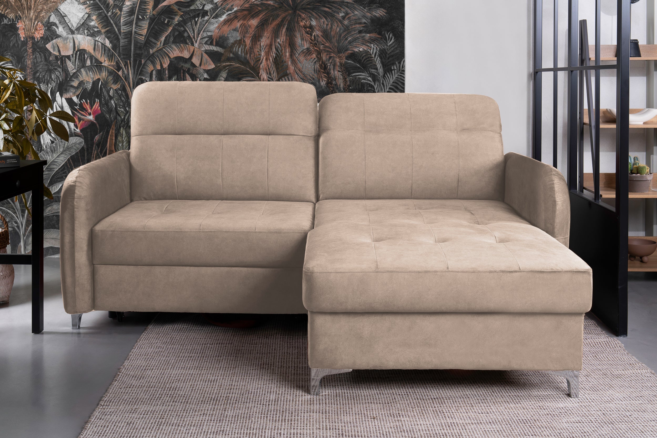 Colțar Extensibil STUDIO, cu lada depozitare, cu tetiere reglabile, 220 x 160 x 105 cm Prestige Home