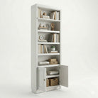 Bibliotecă din lemn masiv de pin Soeren, 2 uși, 80×29×220 cm – alb crem Arboteca