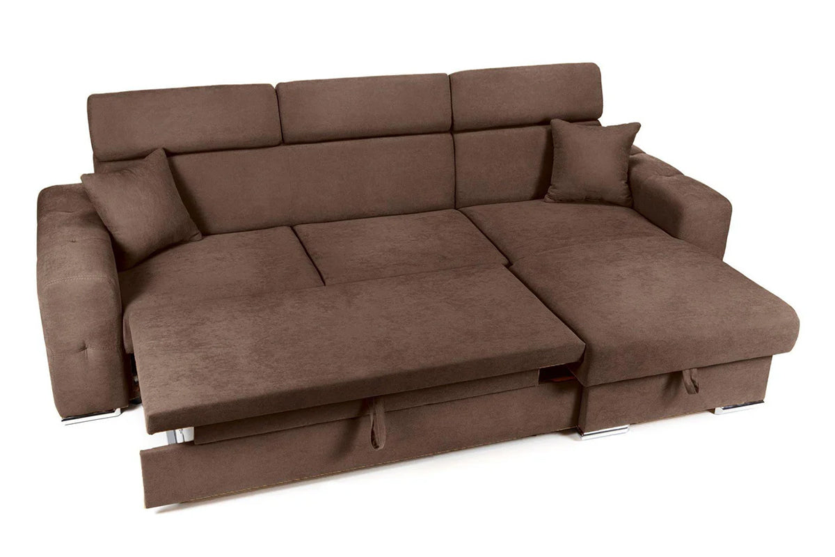 Colțar Extensibil BELLAGIO, șezlong interschimbabil, cu ladă de depozitare, cu tetiere reglabile, 280x170x100 cm Prestige Home