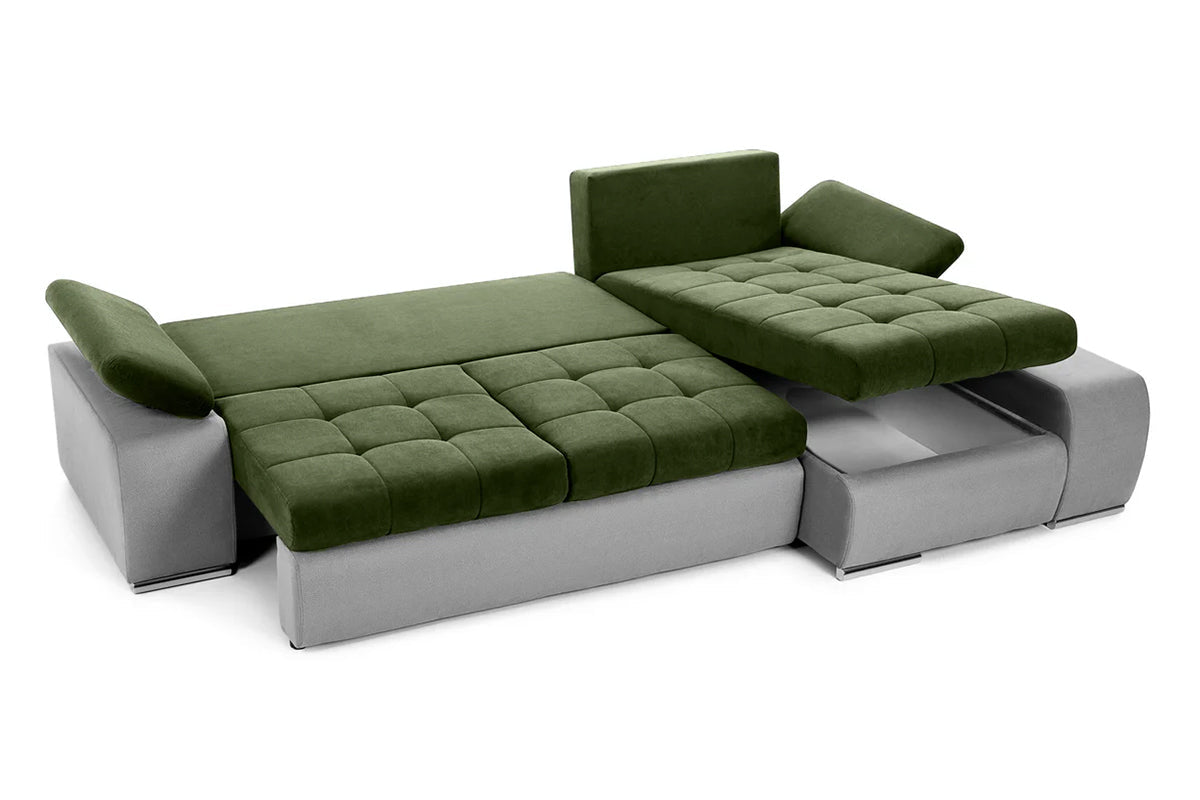 Colțar Extensibil VENETIA, cu ladă de depozitare, variante stânga/dreapta 290x170x80 cm, #color_Verde-Gri-Deschis-Enjoy