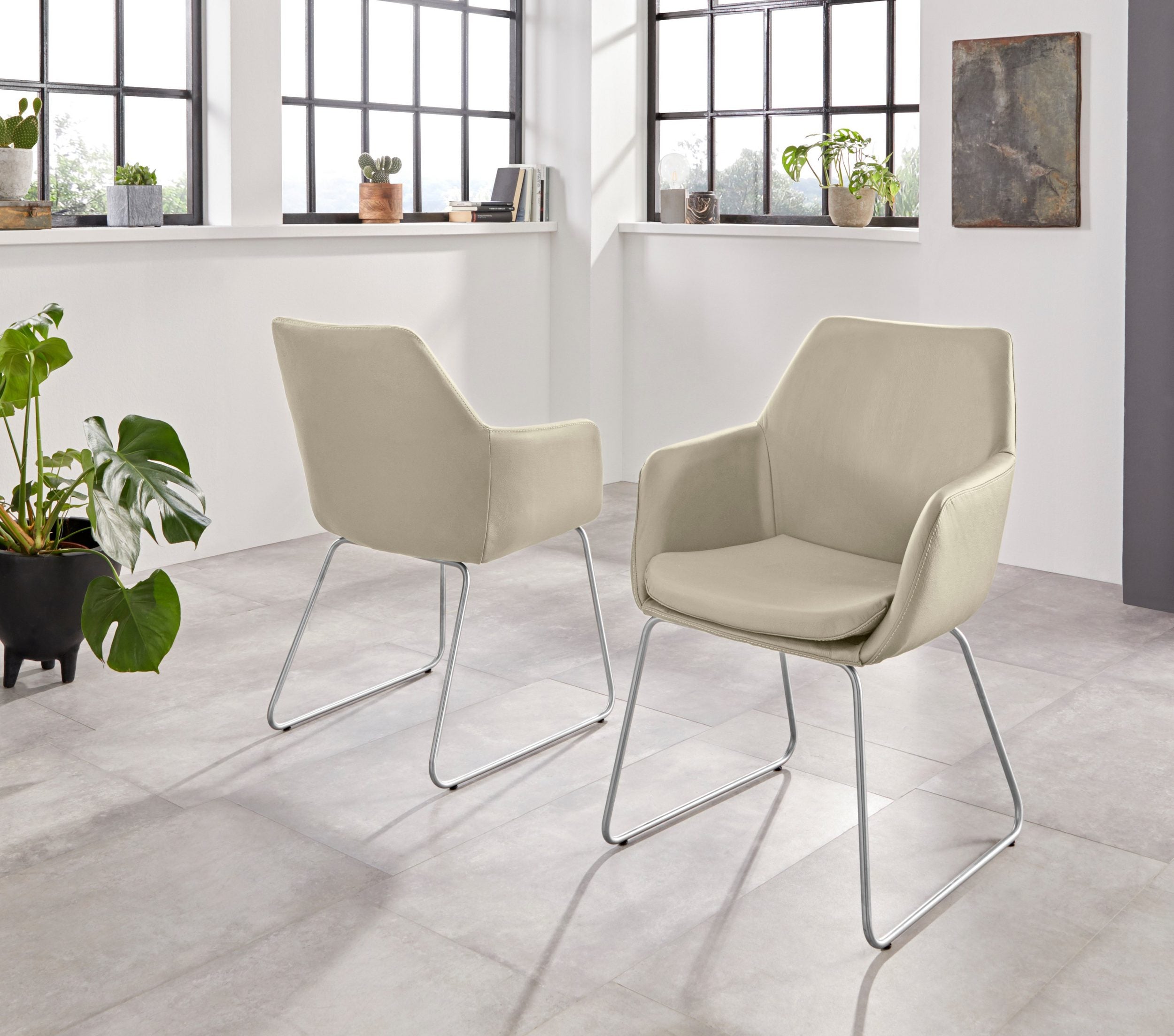Set de două scaune Helsinki, piele naturală Arboteca