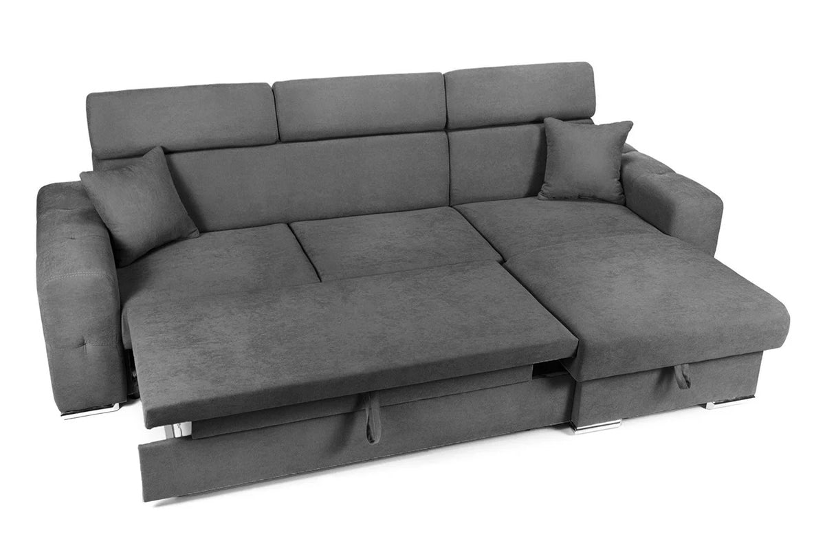 Colțar Extensibil BELLAGIO, șezlong interschimbabil, cu ladă de depozitare, cu tetiere reglabile, 280x170x100 cm Prestige Home