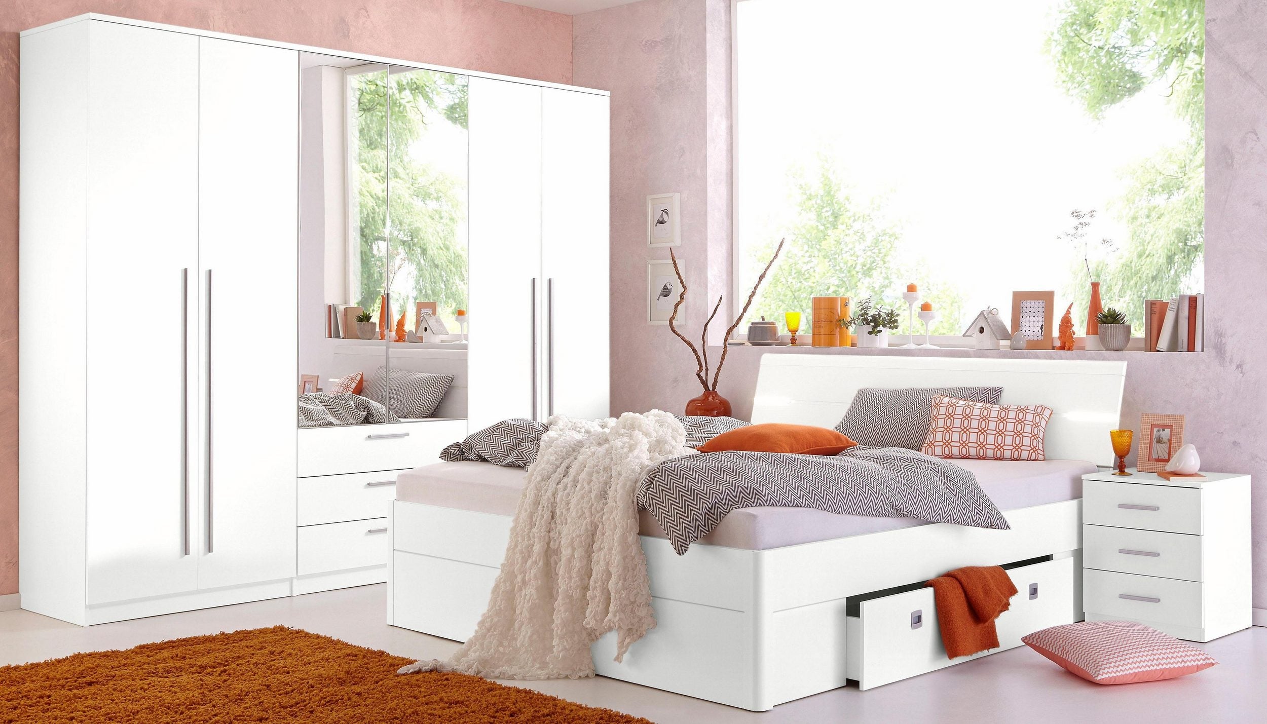 Pat cu iluminare LED si sertare 140/200 Arboteca